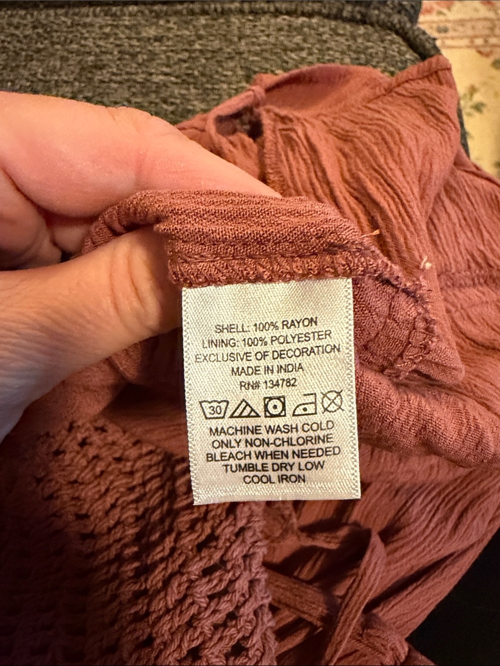 Vintage Rust Crochet Bodice Midi Dress - Picture 4 of 4